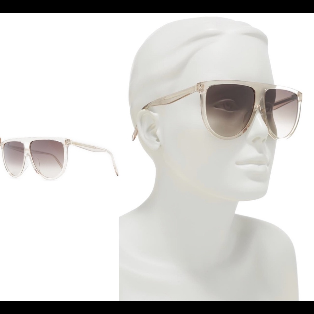 CELINE 62mm Grey Acetate FlatTop Sunglasses w/
Luxe Case+Cloth—NEW—Box Sold Sep.